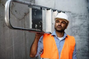 escada articulada colaborador carregando